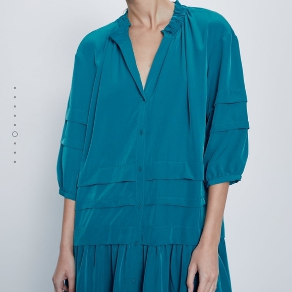 Zara Ruffle Mini Dress Duck Blue - Picture 4 of 10